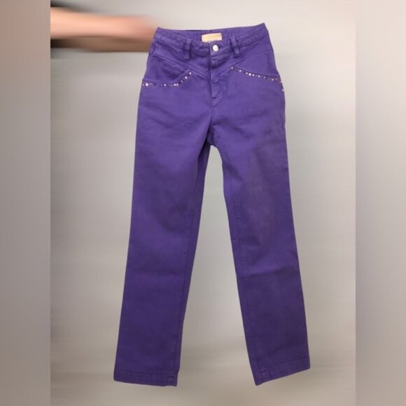 Paloma Wool Mid Rise Straight Leg Bejeweled Jeans Purple Size 34 - Picture 2 of 8